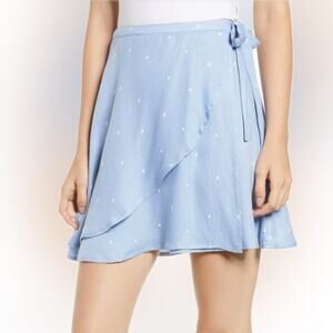 Volcom Sky Blue Mini Skirt with Dots